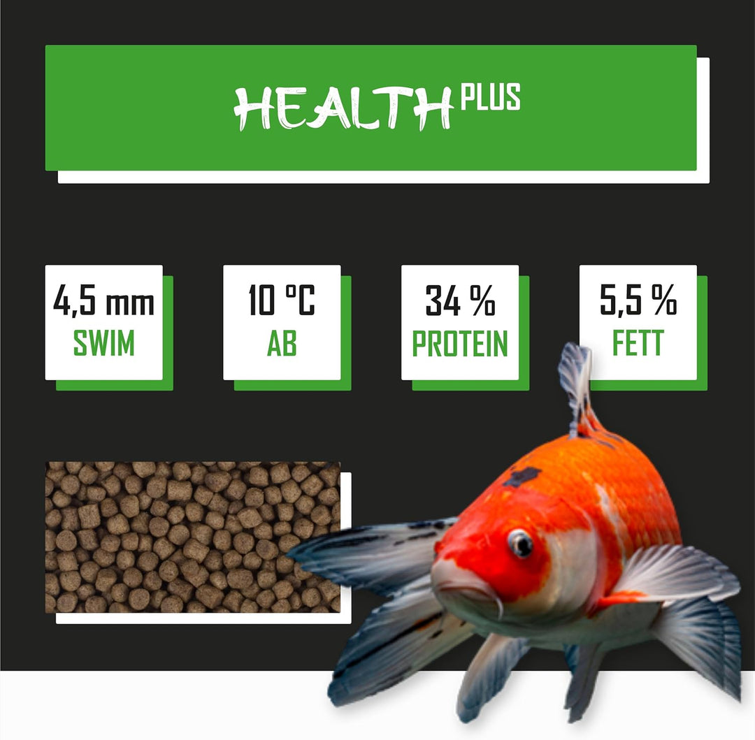 Tanoshi Koifutter - Health Plus 5 kg 4,5mm | Schwimmendes Gesundheits-Koifutter für maximale Verdaul