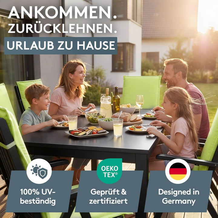 LILENO HOME Gartenstuhl Auflagen [2er Set - Hochlehner] in Apfelgrün - Bequeme Liegen als Sitzauflag