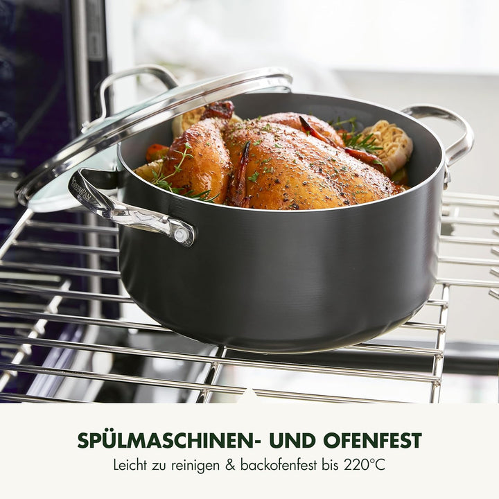 GreenPan Valencia Pro Harteloxierte Gesunde Keramik Antihaft 24cm / 5,1 Liter Bratentopf mit Deckel,