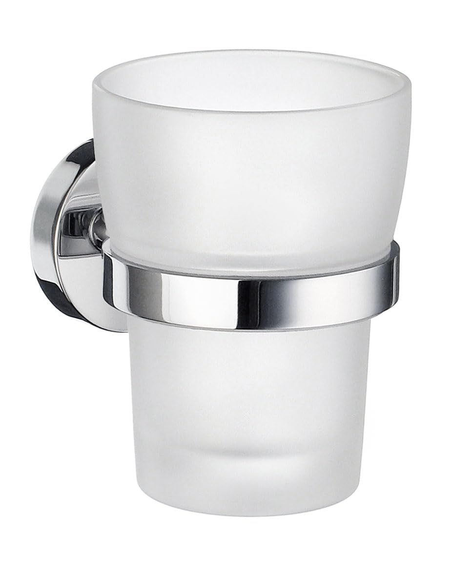 Smedbo Home Holder mit Glas Becher Porzellan poliert Chrom