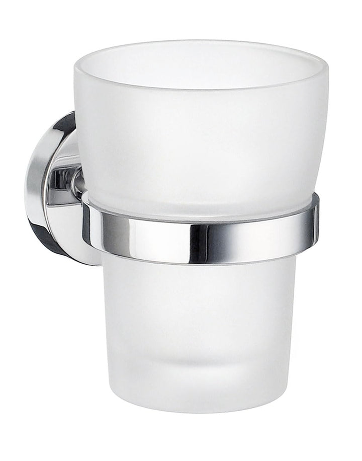 Smedbo Home Holder mit Glas Becher Porzellan poliert Chrom