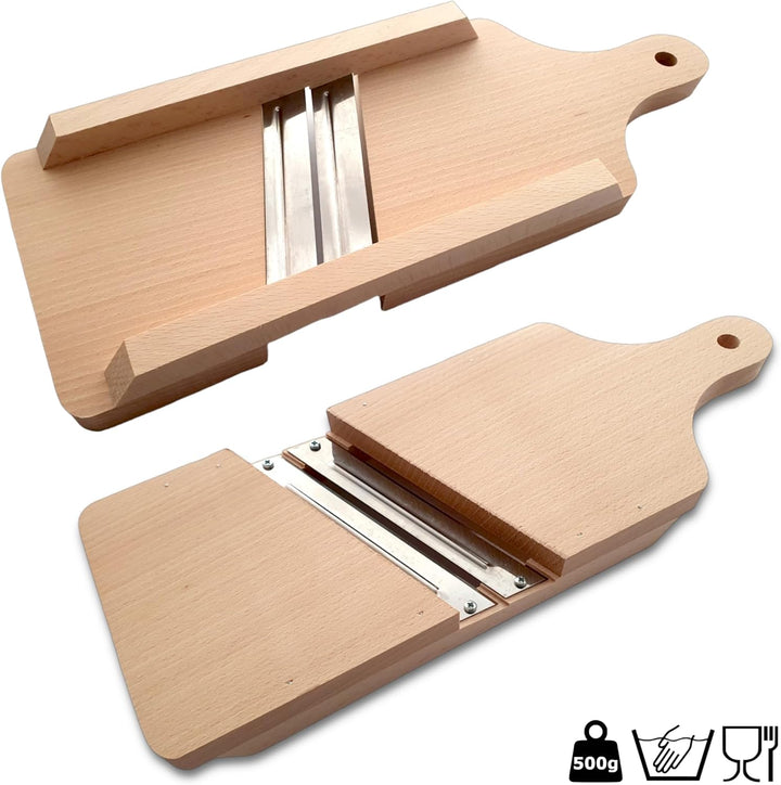 OSTENTO Krauthobel | Mandoline Gemüsehobel Holz - Kohlhobel Kohlreibe Kohlschneider Krautschneider G
