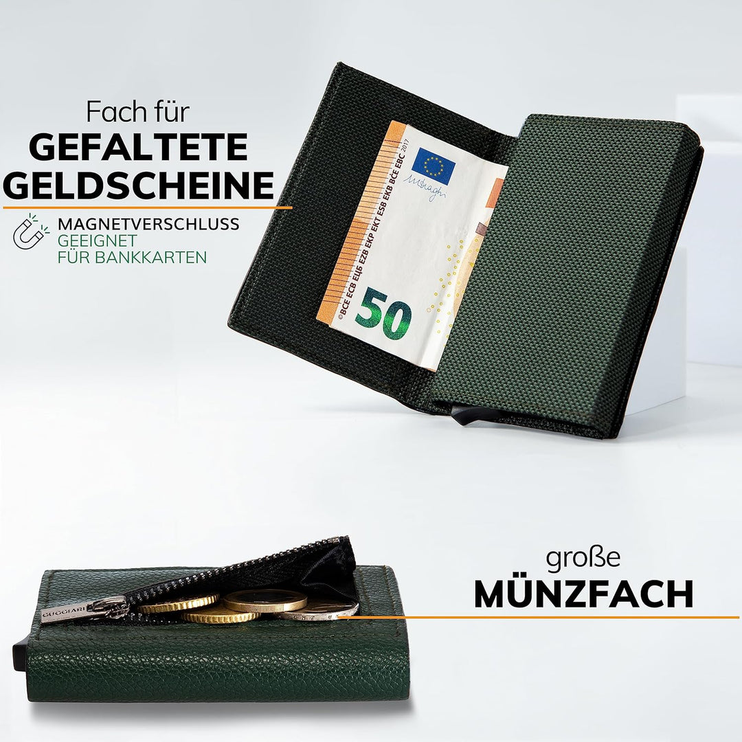 GUGGIARI® Kreditkartenetui - Kartenetui mit Münzfach/Kartenhalter mit Magnetverschluss - Aluminium R
