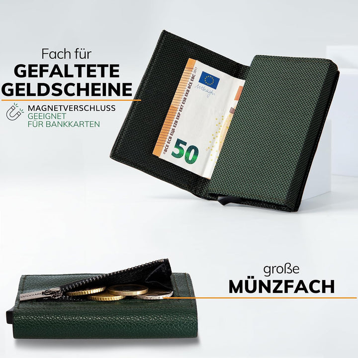 GUGGIARI® Kreditkartenetui - Kartenetui mit Münzfach/Kartenhalter mit Magnetverschluss - Aluminium R
