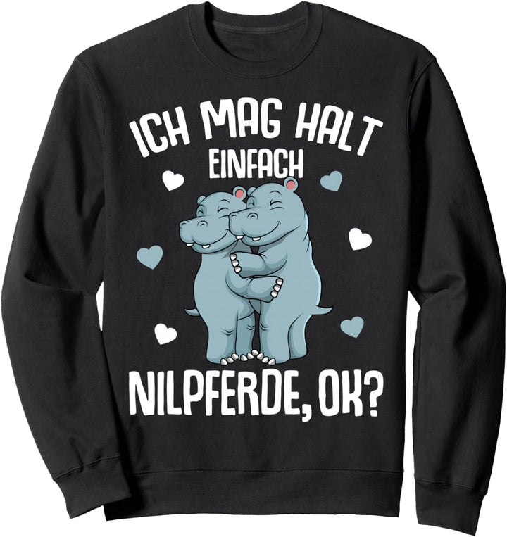 Nilpferd Ich mag halt Nilpferde Hippo Kinder Damen Mädchen Sweatshirt