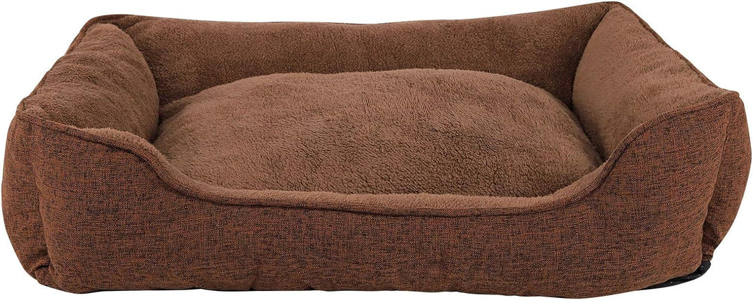 lionto Hundebett meliert Hundekissen Hundekörbchen Bezug abnehmbar, (M) 90x75 cm braun L 90 x B 75 x