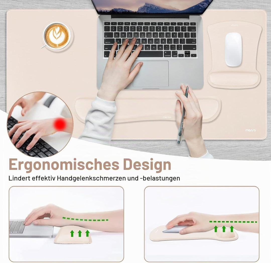 MOSISO Schreibunterlage Matte Tastatur Mauspad Set, 4-in-1 Ergonomisches Mousepad&Tastatur Handgelen