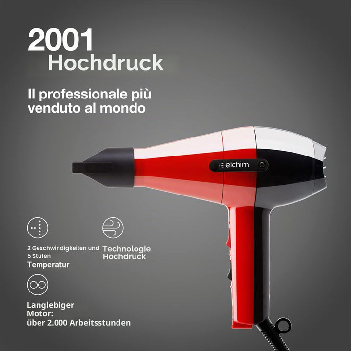 Elchim Professionelle Haartrockner 2001 HP rot/schwarz