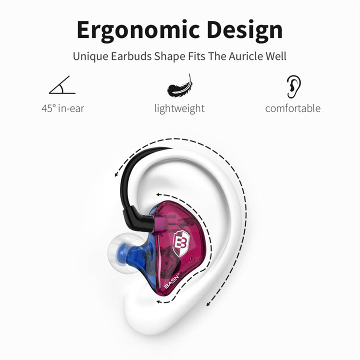 BASN Bsinger In-Ear-Monitore Geräuschisolierende Kopfhörer, Dual-dynamische Treiber High Definition