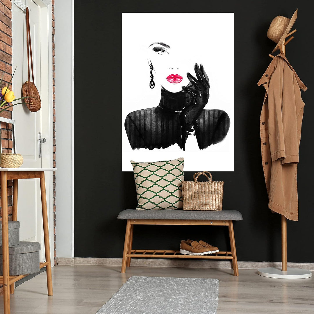 wandmotiv24 Poster als Wanddeko, Grösse Din A0, Model Gemälde, Rot, Fashion, Frau, Frauen Lippen, Ma