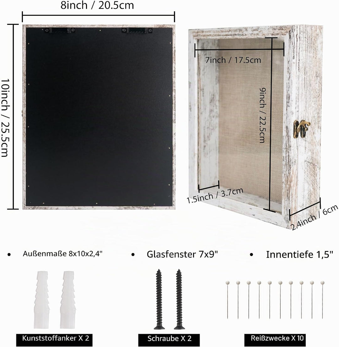 GraduatePro 3D bilderrahmen 20x25 zum befüllen schaukasten Wand für Weiss Objektrahmen Hochzeit Box