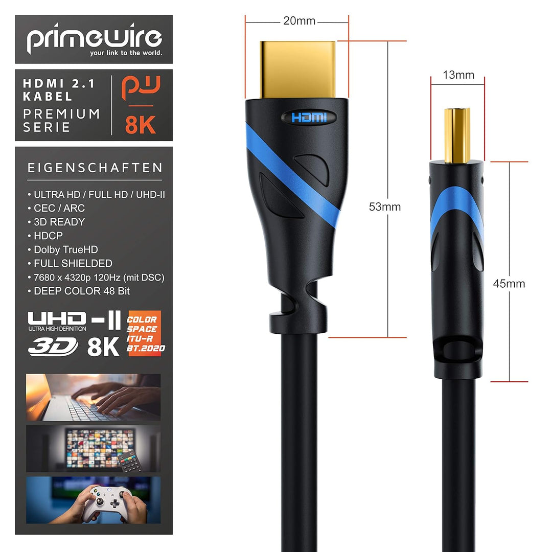 CSL - 3m 5er-Pack 8k HDMI Kabel 2.1 - zertifiziertes Kabel 4k@120Hz 8k@60Hz, UHD II Ultra High Speed