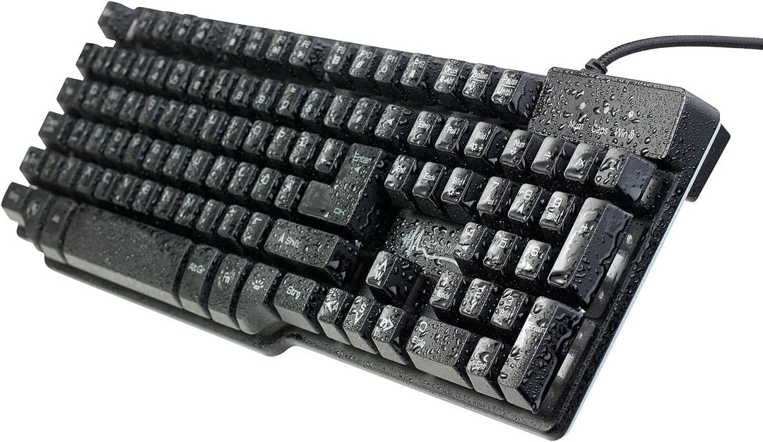 GeneralKeys LED Tastatur: Halbmechanische USB-Gaming-Tastatur, 7-farbig beleuchtet, wasserfest (Tast