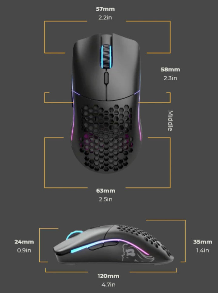 Glorious Gaming Model O- (Petite) Wireless Souris de jeu sans fil - Superlégère, conception nid d’ab