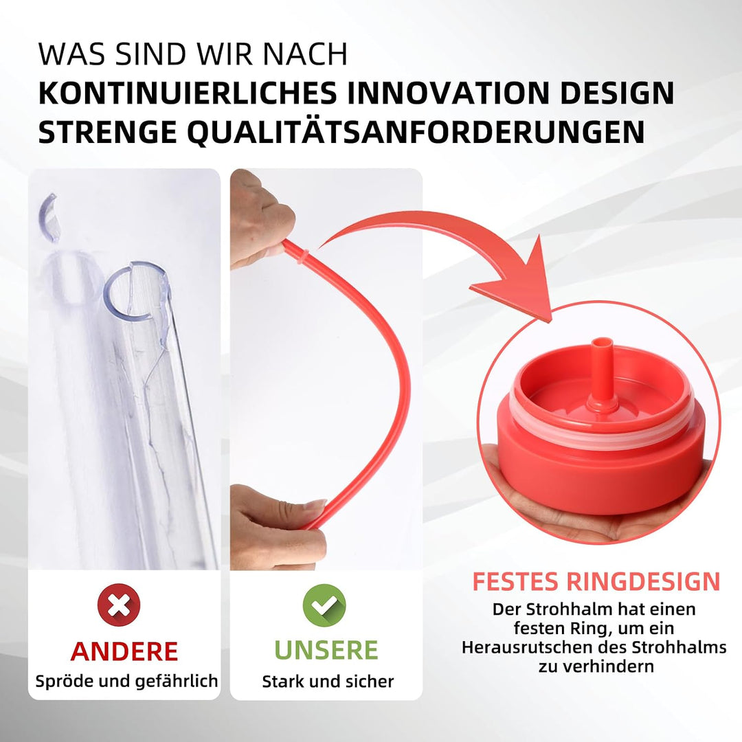Volhoply 600ml Trinkbecher mit Deckel und Strohhalm Zehnerpack,Doppelwandiger Wiederverwendbar Reise