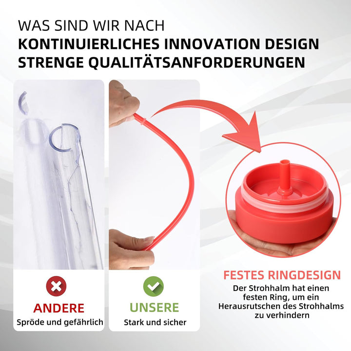 Volhoply 600ml Trinkbecher mit Deckel und Strohhalm Zehnerpack,Doppelwandiger Wiederverwendbar Reise