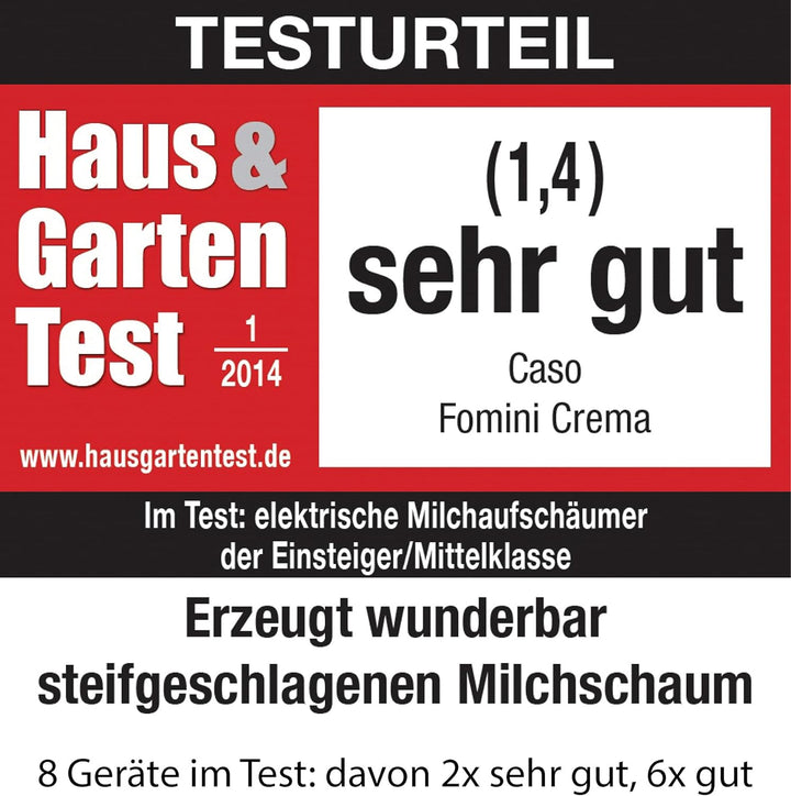 Caso Fomini Crema Design Milchaufschäumer, für cremigen Milchschaum kalt und heiss, ideal für Latte