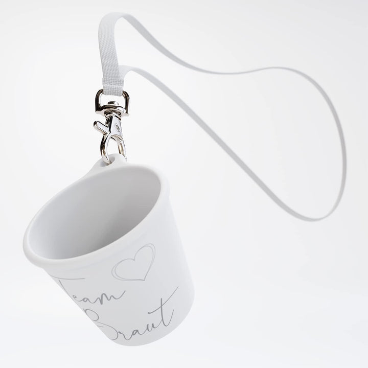 SoPro 6x Schnapsbecher zum Umhängen 4 cl wiederverwendbar - Schnapsgläser JGA 40 ml weiss - Schnapsg