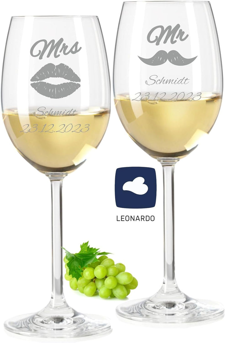 Geschenk zum Valentinstag – Wein Geschenksets – Weinglas mit Gravur 370ml – Hochzeitsgeschenke – Ges