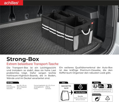 achilles Strong-Box - extrem belastbare Transport-Tasche - Faltbox für den Kofferraum, Reisen oder d