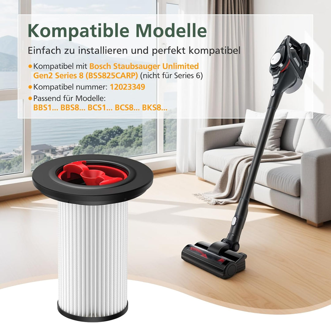 2er-Pack Ersatzfilter kompatibel mit Bosch Unlimited Gen2 Serie 8 Staubsauger, Filter für Bosch Stau