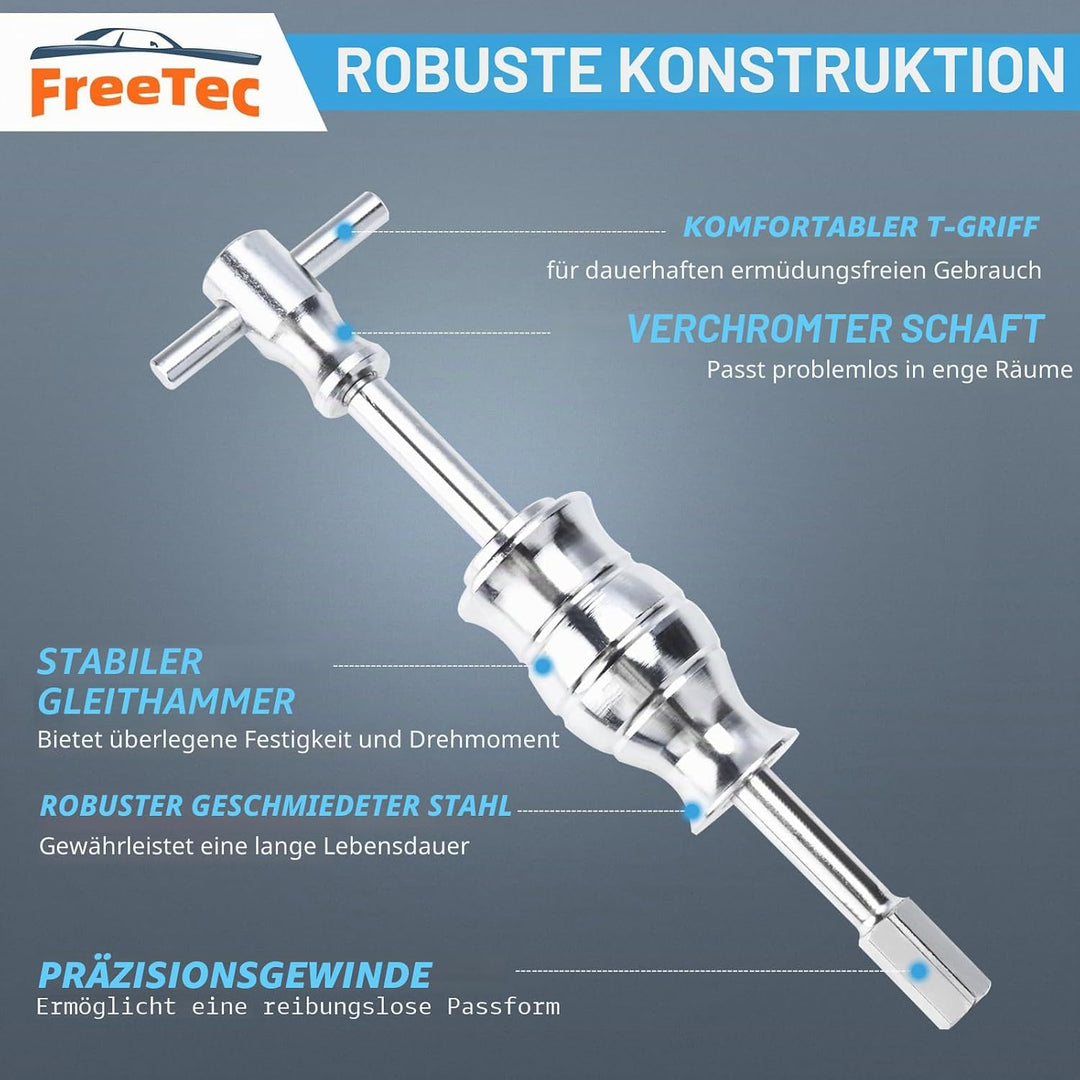 FreeTec 17tlg Innenlager Abzieher Set, 8-58mm Innenabzieher Lager, Grundloch Lagerabzieher Innenlage