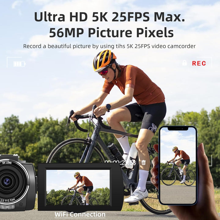 ORDRO AE20 5K Digitale Videokamera Vlogging-Kamera, 16X Digitalzoom Videokamera für Reisen YouTube,