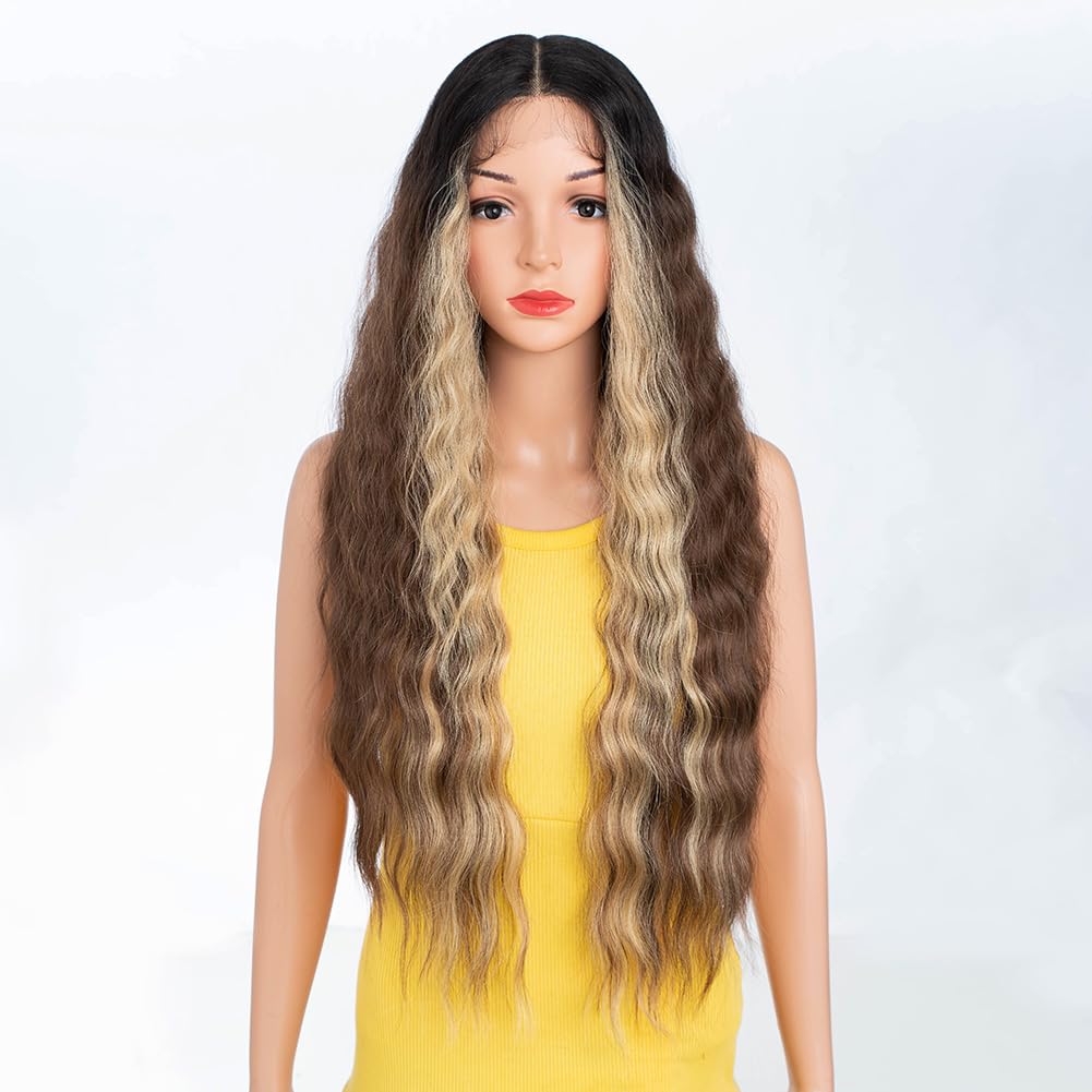 DÉBUT Lace Front Perücke 75 cm Wasserwelle Super lange Perücke 5% Brasilianisches Reines Echthaar un