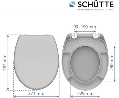 SCHÜTTE WC-Sitz GRAU mit Absenkautomatik, Toilettendeckel mit Schnellverschluss für die einfache Rei