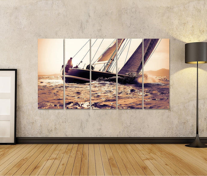 islandburner Bild auf Leinwand Segelboot Segeln Bei Sonnenuntergang Bilder Wandbilder Poster Leinwan