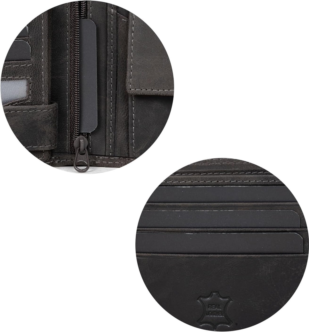 Fa.Volmer ® Leder Geldbörse Herren - extra-stabile Doppelnaht - 9 Fächer für Kreditkarten - Querform