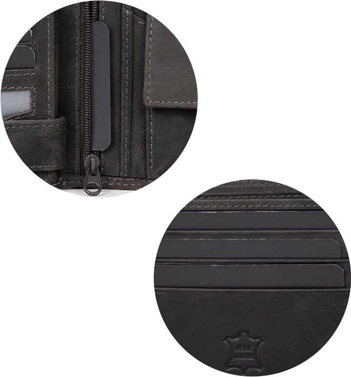 Fa.Volmer ® Leder Geldbörse Herren - extra-stabile Doppelnaht - 9 Fächer für Kreditkarten - Querform
