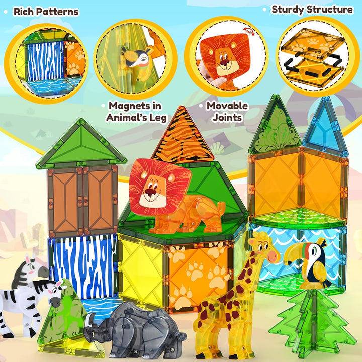 Oriate Magnet Safari Animal Magnetische Bausteine, Bewegbares Gelenk Tiere magnetspiel Magnetbaustei