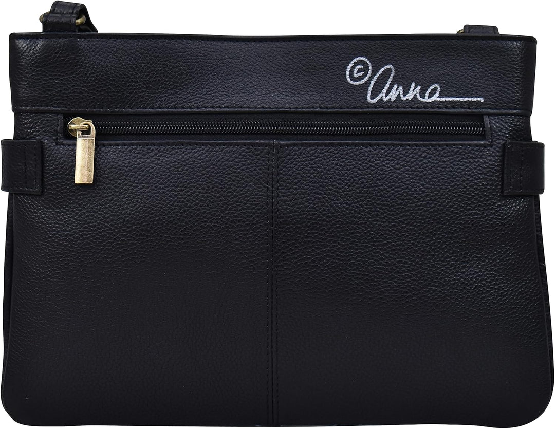 Anna by Anuschka Damen Medium Crossbody Midnight Floral Black, Midnight Floral Black