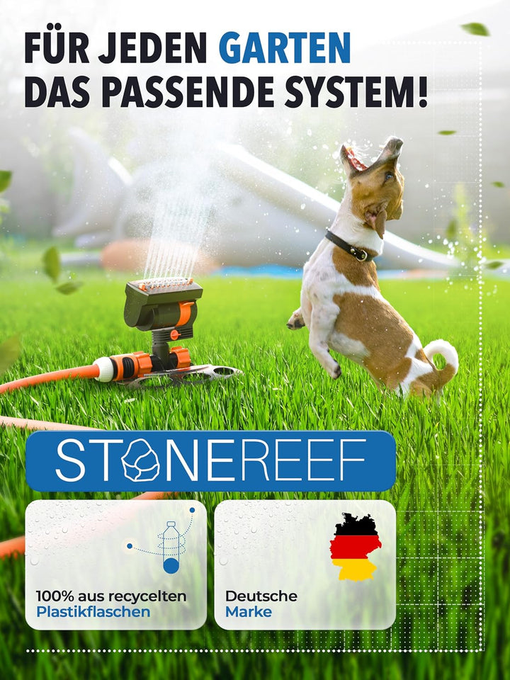 STONE REEF Rasensprenger [9-217m2] zur Gartenbewässerung- 16 Düsen, Viereckregner zur Bewässerung, S