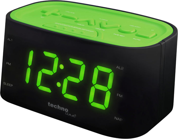 Technoline WT 465 LED Radiowecker mit Tasten im Play-Controller Design, grün, Grün