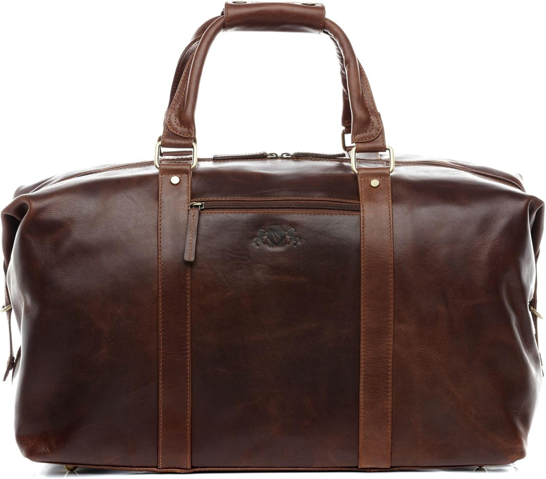 SID & VAIN XL Reisetasche Zane aus Premium Leder I Sporttasche gross XL gross für Herren I Weekender