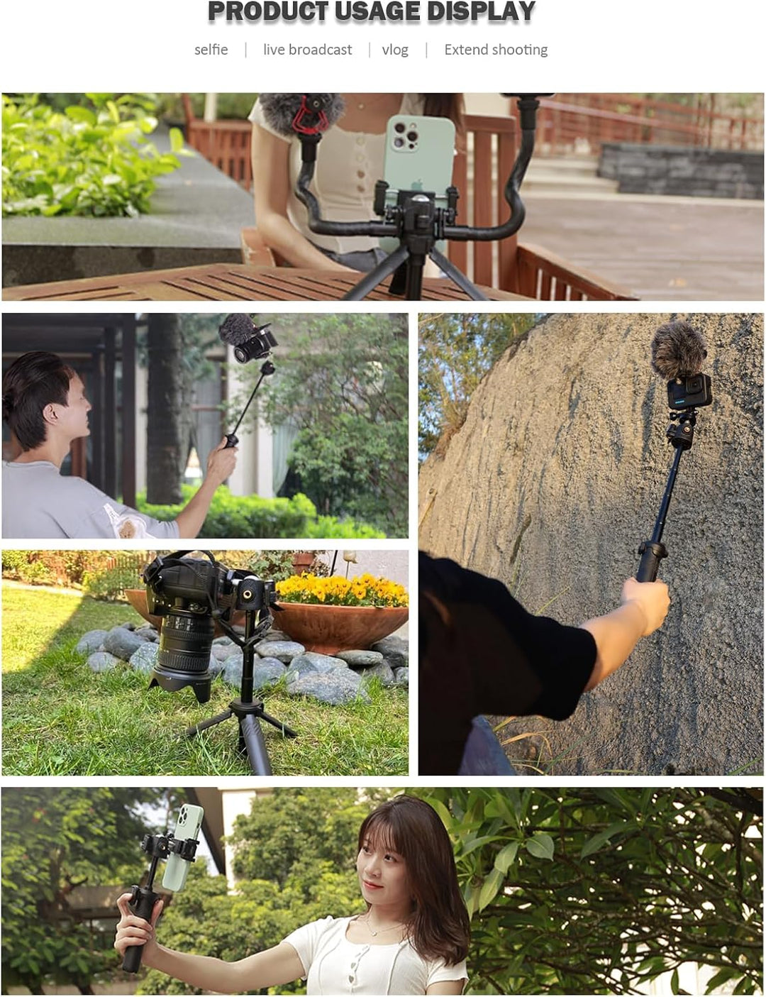 Kompakt Kamera Stativ, Lammcou Mini Tragbar Reisestativ mit Actioncan Stativhalterung, Klein Dreibei