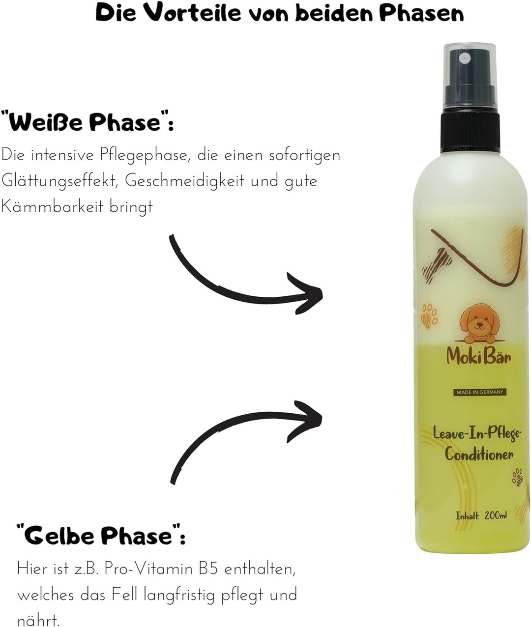 Moki Bär Leave-In-Pflege Conditioner für Hunde 200 ml I Mit wertvollem Arganöl aus Marokko I Für ges
