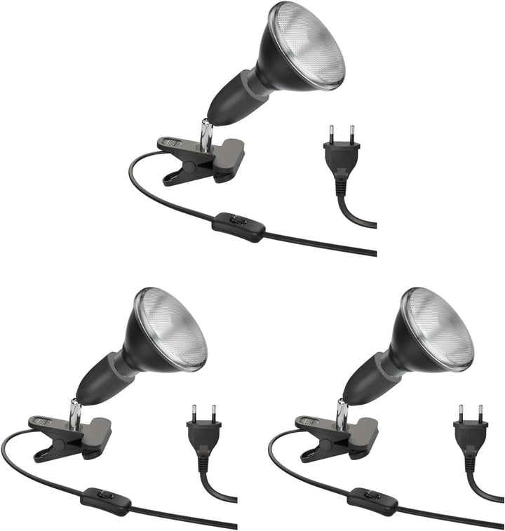 ledscom.de E27 Klemmstrahler LIK, schwarz inkl. PAR38 LED Reflektor-Lampe schwarz je 1279lm warm-wei