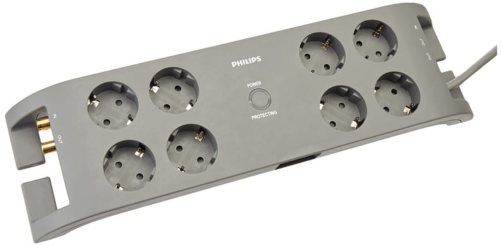 Philips SPN5085B/10 Steckdosenleiste mit Schalter - Überspannungsschutz - 8-Fach Steckdosen - 1800 J