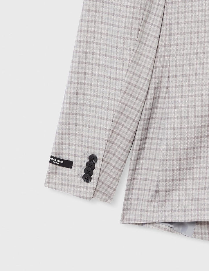 JACK & JONES Herren Jprfranco Check Blazer Anzugjacke 52 Light Grey Melange/Checks:super Slim Fit, 5