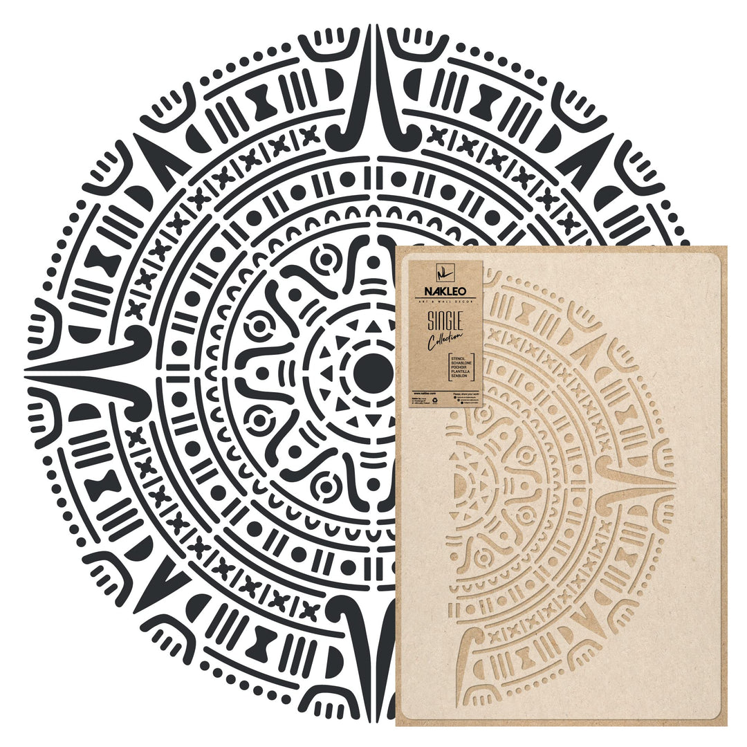 Wiederverwendbare Wandschablone aus Kunststoff // MANDALA AZTECA // Muster Schablone Vorlage (Durchm