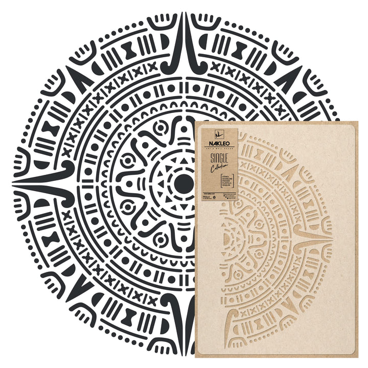 Wiederverwendbare Wandschablone aus Kunststoff // MANDALA AZTECA // Muster Schablone Vorlage (Durchm