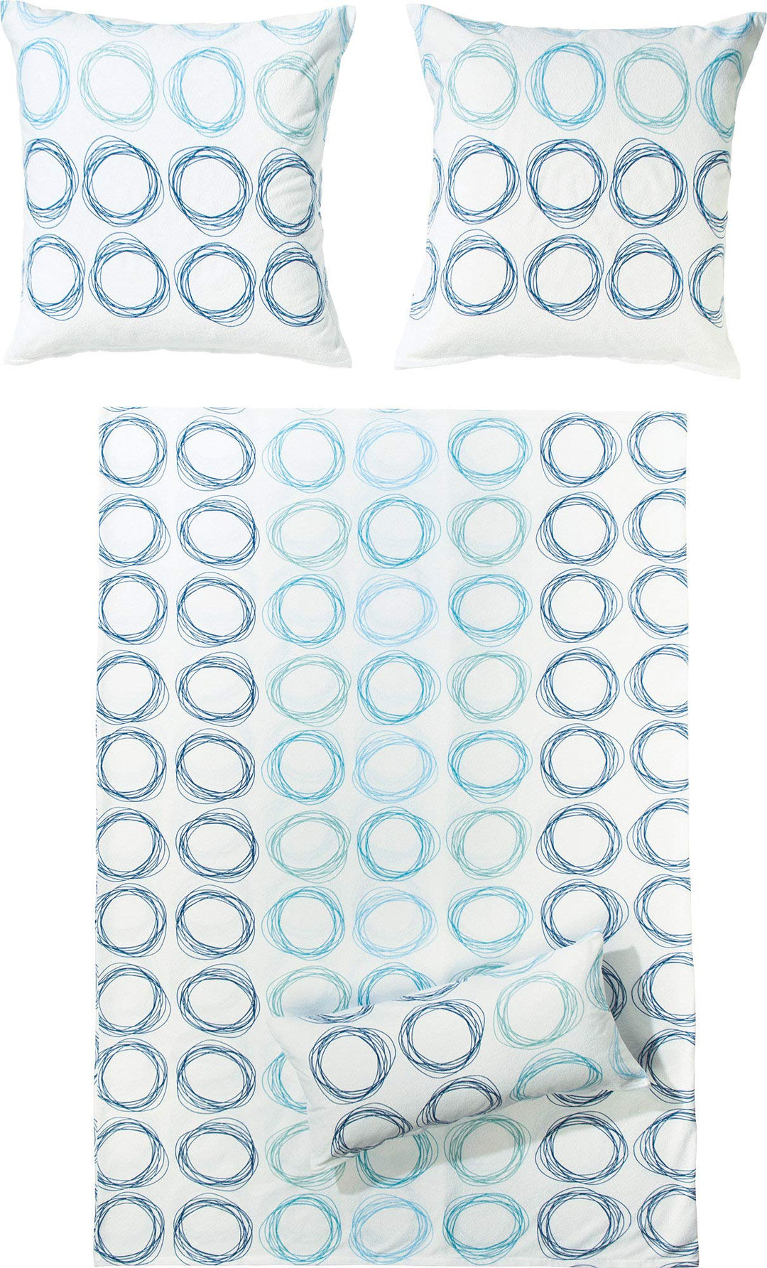 Dyckhoff Weichfrottier Bettwäsche Kreise blau 1 Bettbezug 155 x 220 cm + 1 Kissenbezug 80 x 80 cm 1