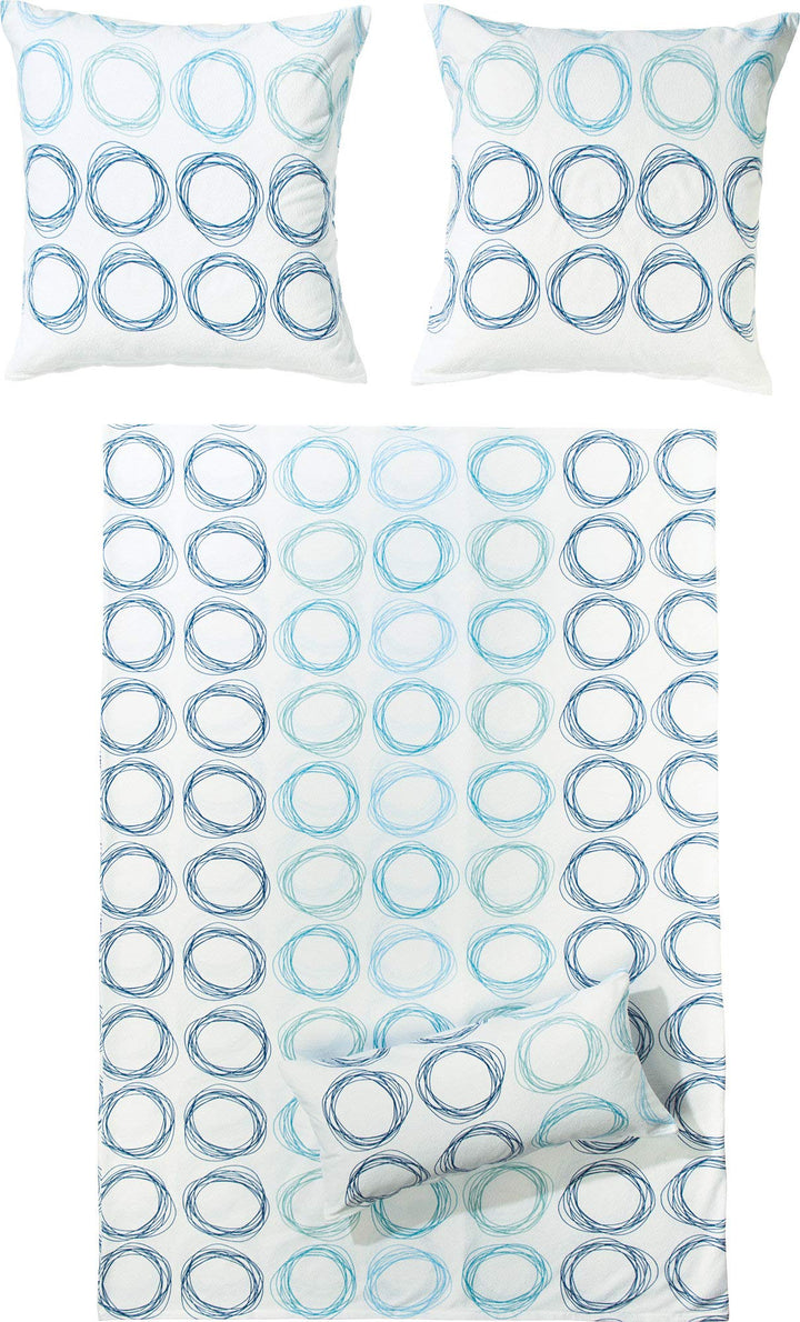 Dyckhoff Weichfrottier Bettwäsche Kreise blau 1 Bettbezug 155 x 220 cm + 1 Kissenbezug 80 x 80 cm 1
