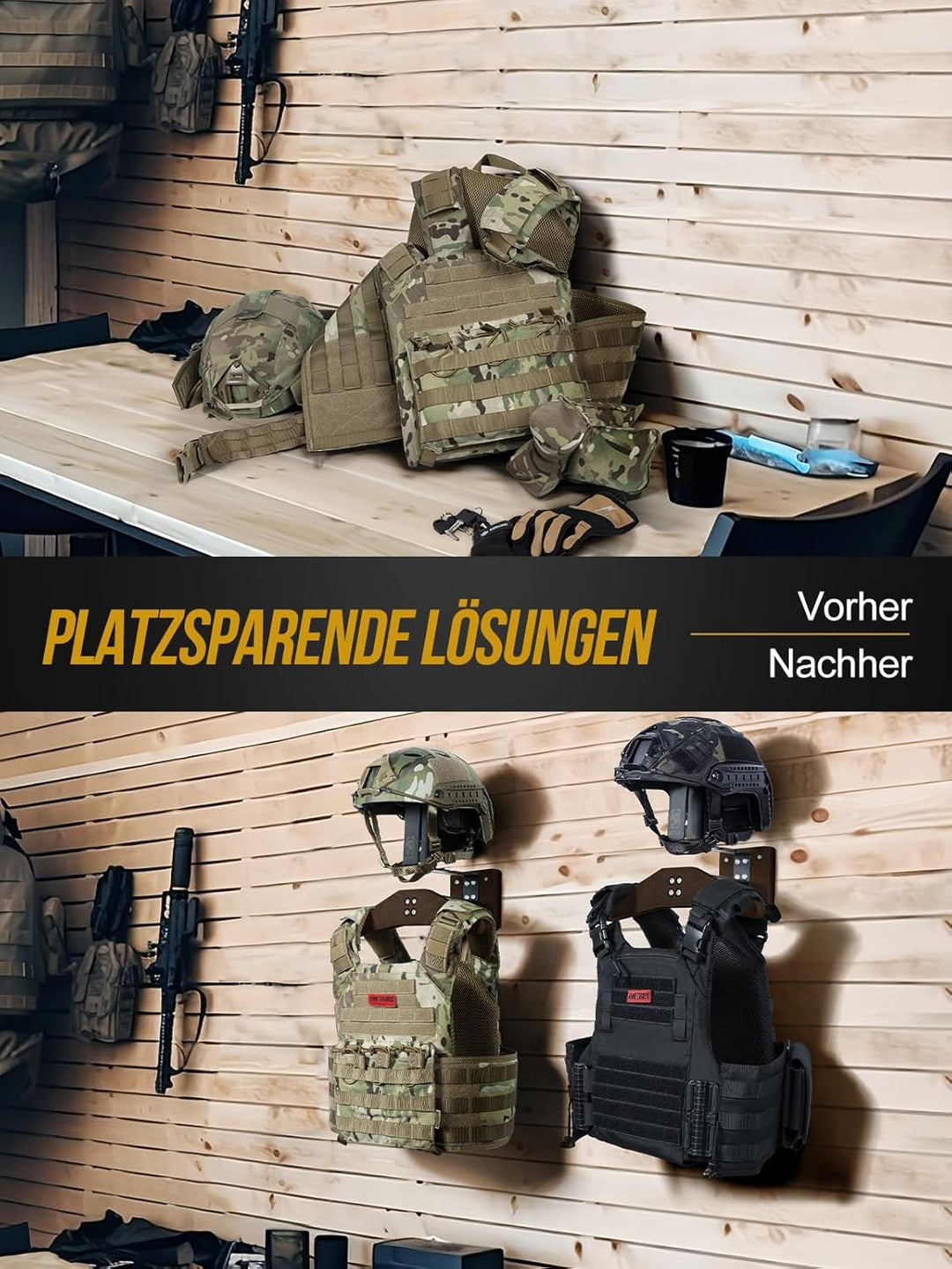 OneTigris Helmhalter Wand 2 STK., Motorradhelm Halterung Wand für Taktische Weste Platte Träger Helm