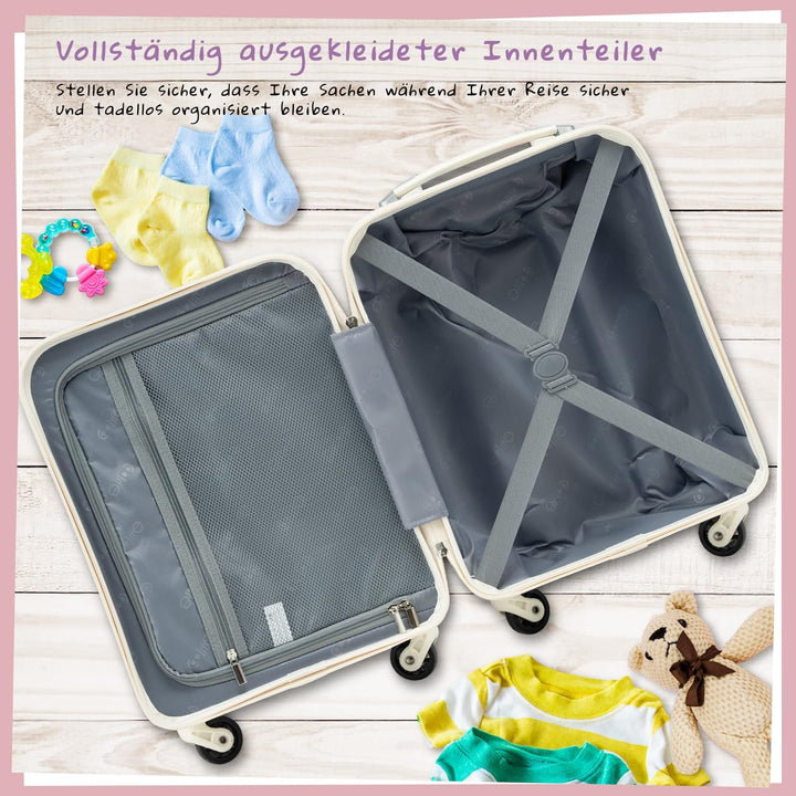COOLIFE 5tlg Kinderkoffer mit Rucksack, Kindertrolley aus Kunststoff, Kindergepäck, Kinder Kofferset