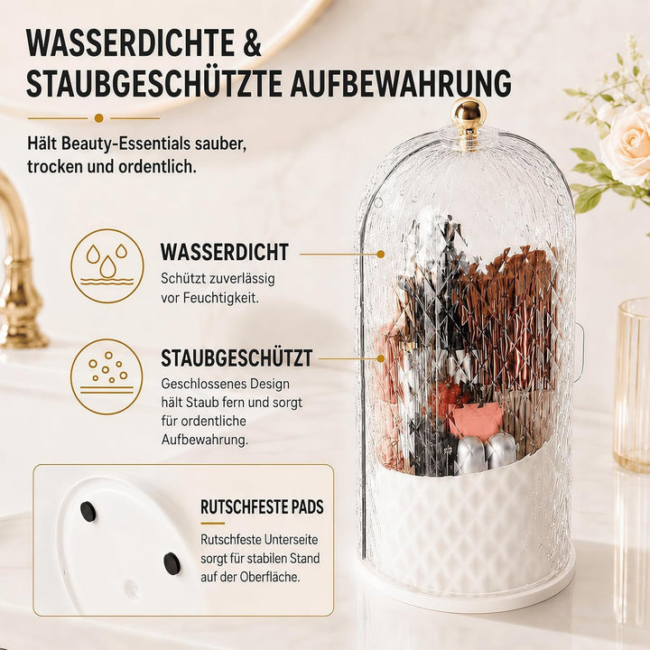 FAVORTALK Make-Up Pinselhalter mit Deckel, 360 Drehbare Makeup Pinsel Veranstalter Staubdicht Pinsel