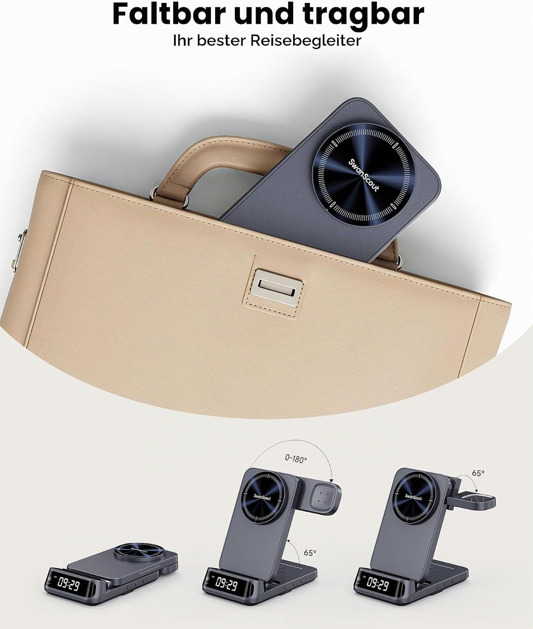 SwanScout Magsafe Ladestation für Fitbit Versa 4/3/Sense 2/1/Ace LTE, 3-in-1 Kabellose Ladegerät für